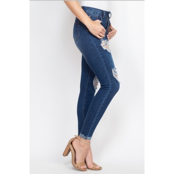 Nina Dark Distressed Skinny Jeans - Picture 4 of 5